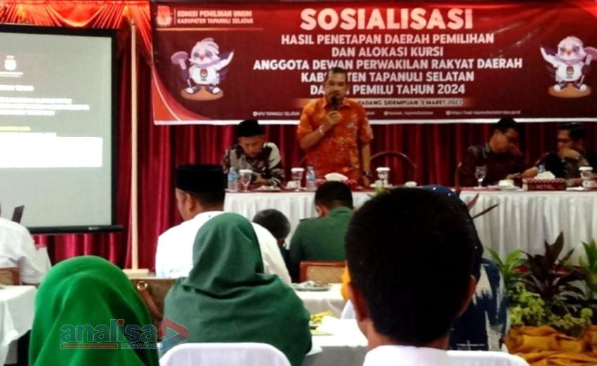 KPU Tapsel Gelar Sosialisasi Penetapan Dapil Dan Alokasi Kursi Anggota DPRD di Pemilu 2024