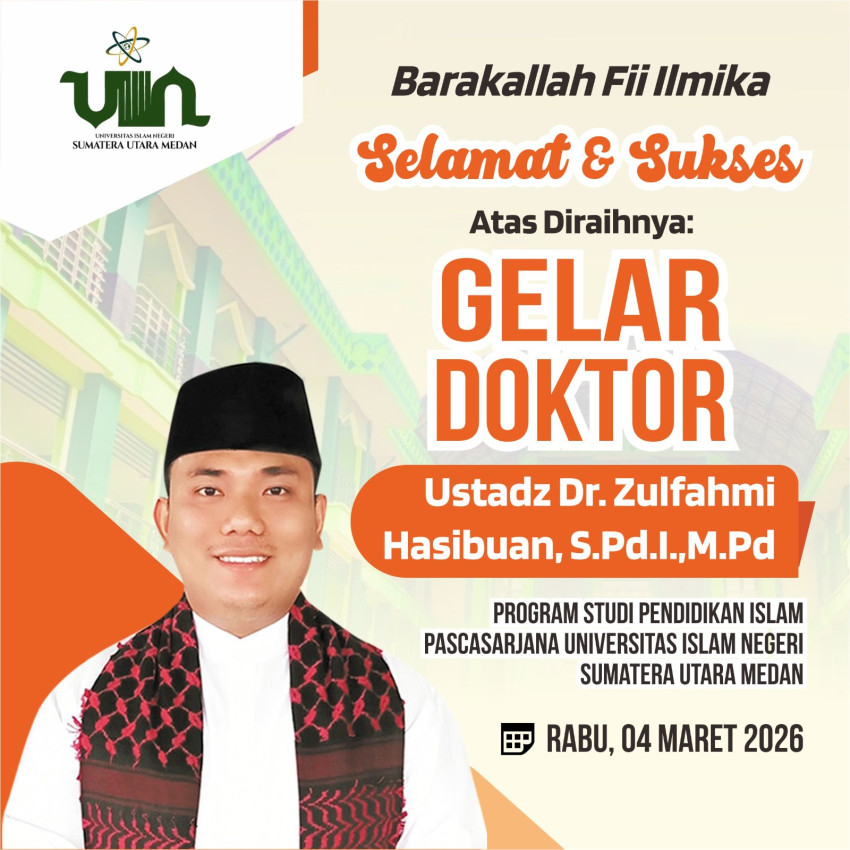 Raih Gelar Doktor, Aktivis Pemuda Muslim Sumut Ucapkan Selamat kepada Dr. Zulfahmi Hasibuan, S.Pd.I, M.Pd