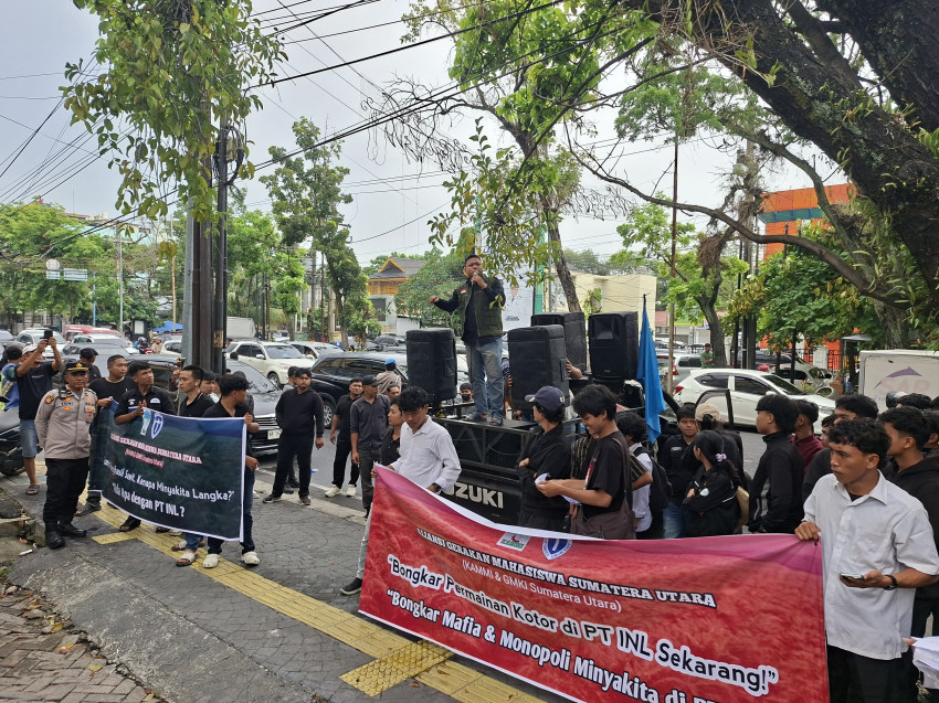 Aliansi Mahasiswa Sumut Demo PT INL, Soroti Kelangkaan Minyakita di Daerah Penghasil Sawit